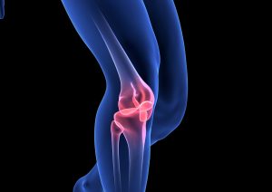 Knee Pain. Blue Human Anatomy Body 3D render on black background